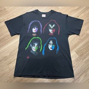 Vintage 1991 Kiss Band Face Portrait T-Shirt Size L (Made in USA)
